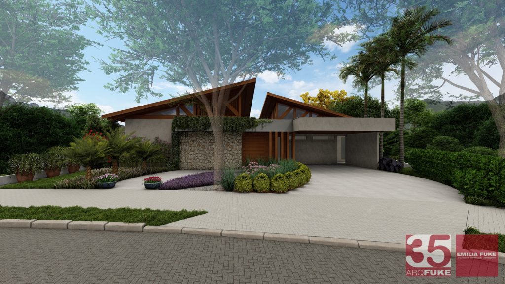 Projeto de arquitetura para casa de campo integrada à natureza